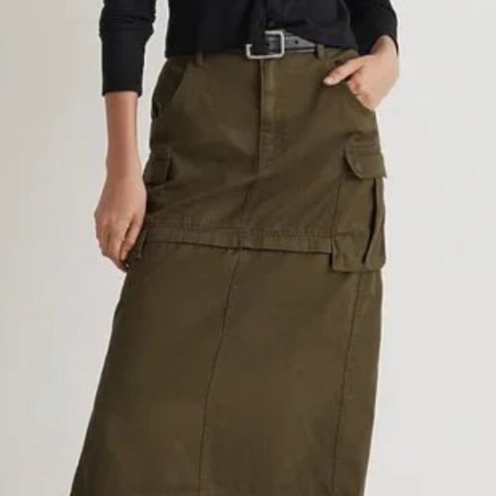 Madewell Cargo Convertible Midi Skirt in (Re)generative Chino